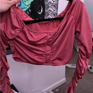 Shein pink crop top ruched